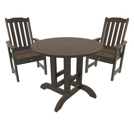 Highwood Usa Lehigh 3pc Round Outdoor Patio Furniture Dining Set AD-DNL36-ACE